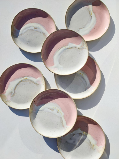 Dinner plate PINK WAVE
